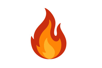 Brightly burning stylized fire flame icon isolated on a white background