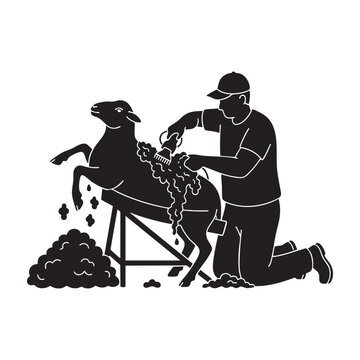 Sheep Shearing Silhouette Vector Graphic Design