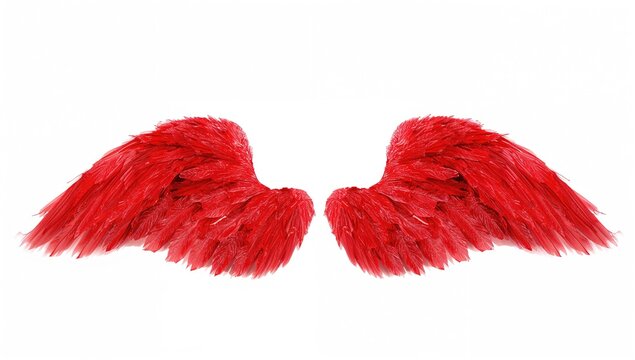 Red artificial angel wings, decorative accessory for festive occasions