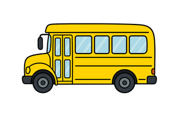 Classic yellow school bus side profile view for student transportation and education