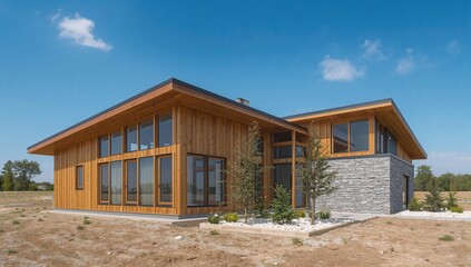 Thermally insulated fiberglass and rock wool utilized in the construction of a new residence, focusing on energy efficiency