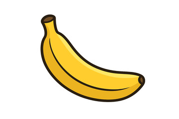 Bright yellow tropical banana fruit isolated on white background