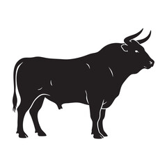 Bull Silhouette Side Profile with Horns Vector