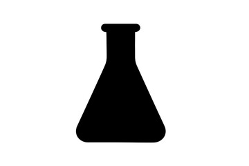 Conical laboratory flask silhouette icon for chemical experiments and scientific research