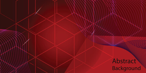 Abstract Red background. Dynamic shapes composition. Abstract simple dark red gradient illustration background with 3d look overlap square with shadow and line pattern