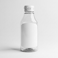 Clear Plastic Bottle with White Flip-top Cap and Blank Label