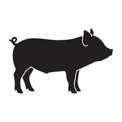 Small Baby Piglet Standing Silhouette Vector Icon