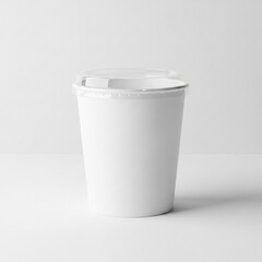 White Disposable Paper Cup with Clear Lid on Clean Background
