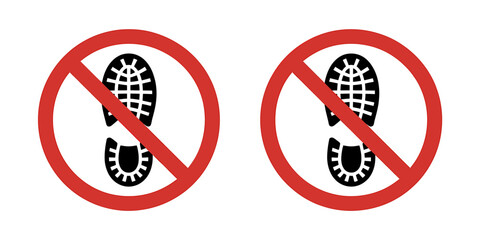 No stepping or walking prohibited sign icon symbol on white background.