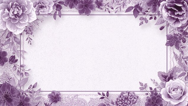 Monochromatic purple floral frame designed for a condolence card, suitable for memorial sentiments