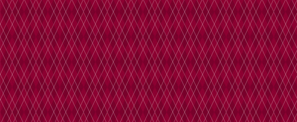 Dark Red Argyle Vector Pattern. Christmas Background. Harlequin Textile Print. Blood Red Diamonds with Gold Accent Lines. Seamless Pattern Tile.