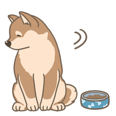 食欲がない柴犬のシンプルイラスト