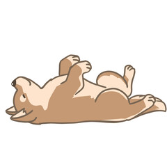 上向きで寝る柴犬のシンプルイラスト