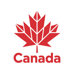 Stylized Red Maple Leaf Logo with "Canada" Text Symbolizing National Identity and Patriotic Representation