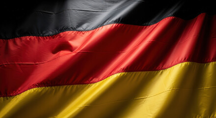 Close up of a Waving German Flag Showcasing Vibrant Colors and Fabric