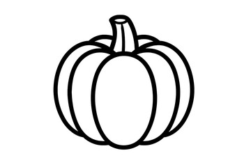 Black outline of a round pumpkin with stem for autumn harvest and Halloween season