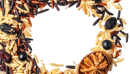 Scattered Rice Berry Seeds, Top-Down View, Minimal Organic Food Concept, Transparent Background png