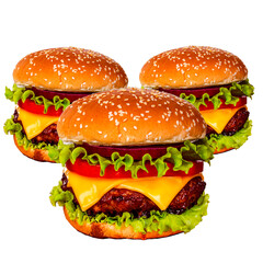 Realistic Hamburger PNG Isolated on White Background Fast Food Burger Clipart