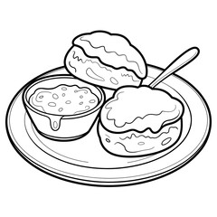Illustration of biscuits and gravy on plate drawing food sketch vector design graphic isolated