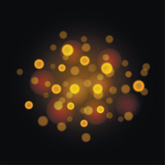 Golden bokeh vector background with soft glowing circles and warm light particles. Elegant abstract gold backdrop for holiday designs, luxury themes, invitations and celebration graphics