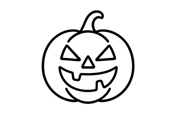 Black line art of a spooky carved Halloween jack-o'-lantern pumpkin face