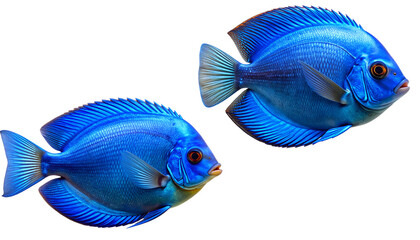 Top-Down View of Blue Discus Fish Showing Rounded Body and Smooth Texture, Isolated on Transparent.