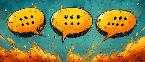 Creative visual representation of communication and dialogue surrounded by vibrant abstract colors