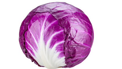 Whole Red Cabbage with Glossy Purple Surface, Fresh Vegetable Isolated on Transparent Background