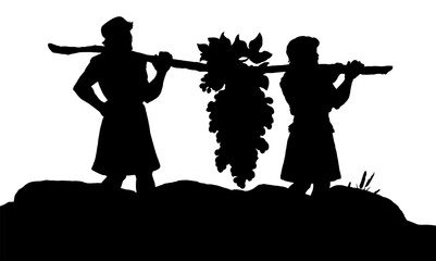 Naklejka premium Vector drawing. Two men bear a grape.