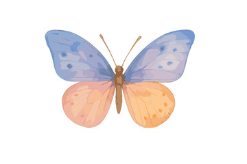 Delicate watercolor butterfly with pastel blue and soft orange wings