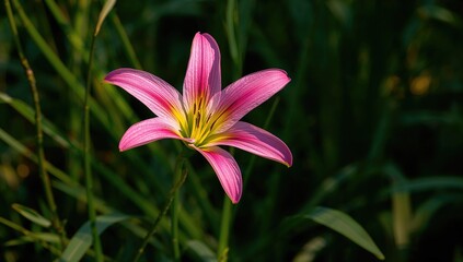Fototapeta premium Pink Rain Lily - Zephyranthes carinata - Indian Flora, seasonal beauty
