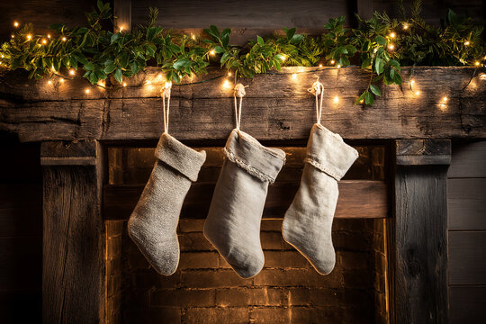 Christmas stockings hanging on fireplace mantel holiday home decor idea