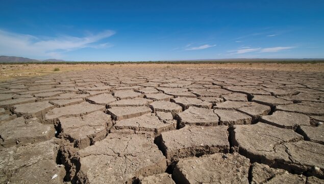 Soil dryness leads to cracked earth, erosion risk