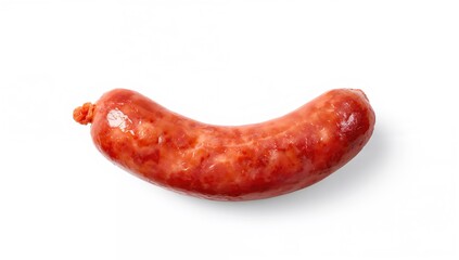 Raw sausage on a white backdrop, processed meat risk