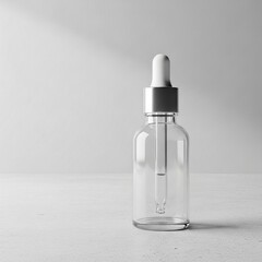Elegant Empty Glass Dropper Bottle with Silver Cap in Studio Setting