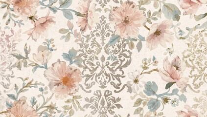 Seamless watercolor damask design, ideal for UI backdrop