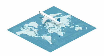 Global Connectivity Airplane Over World Map Aviation Concept