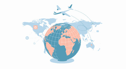 Global Delivery Network With Plane And World Map Communication