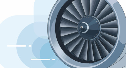 Jet Engine Illustration With Motion Graphics On Abstract Background