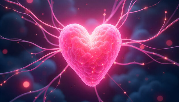Neural Heart Concept: Fiber-Optic Heart Formed from Luminous Neural Pathways with Pulsing Light Rhythms

