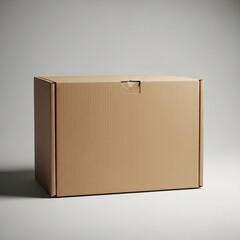Closed Brown Cardboard Box on a Clean Light Grey Studio Background