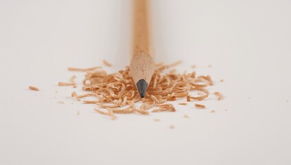 Sharpened Wooden Pencil with Shavings, ideal for art and drafting