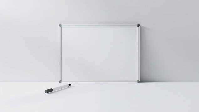 Whiteboard and marker set against a plain surface, functional backdrop for brainstorming sessions - Powered by Adobe