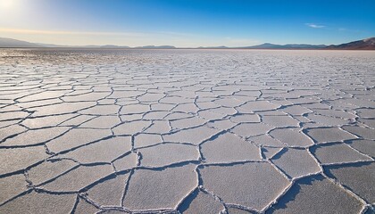 vast pale toned salt flat intricate polygonal patterns