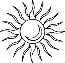 Sun s transformation through different phases depicted in clean line art