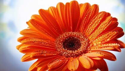 vibrant orange gerbera with dewdrop