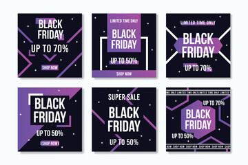 gradient black friday instagram post collection vector design illustration