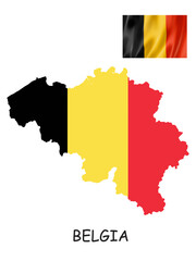 Belgium Map with National Flag