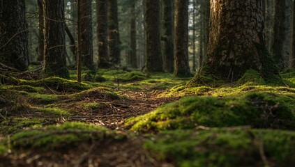 Naklejka premium Solitude among the trees, a reflection of isolation