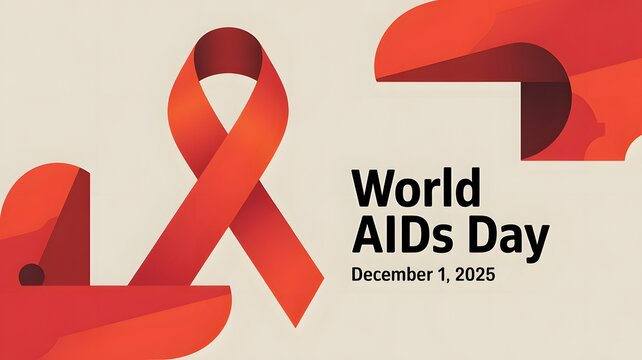 World aids day 2025 red ribbon symbol for global awareness